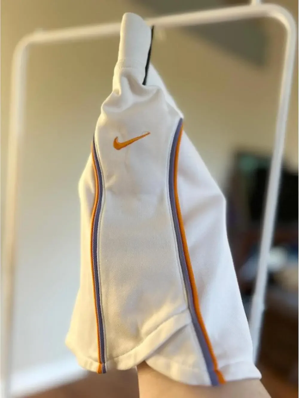 Nike White Athletic Skort with Orange and Blue Piping, Size L (12-14)